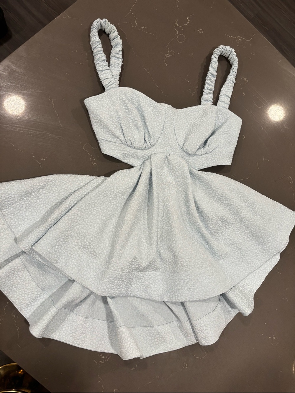 LPA Pale Blue Peplum Top